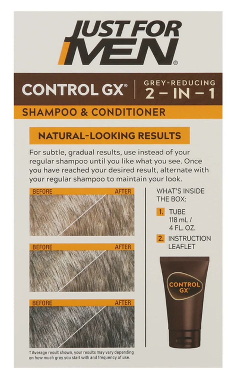 Just For Men Control Gx 4oz 2-N-1 Shampoo & Conditioner (Pack of 3)