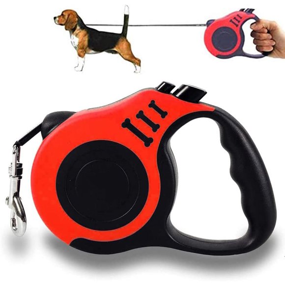 Correa retráctil para perros pequeños, se puede extender hasta 5 m, adecuada para perros pequeños y medianos (roja).