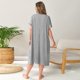thumbnail image 3 of Camisón de cuello redondo para mujer, ropa de dormir de color sólido, lencería Sexy, vestido de casa, 3 of 5