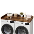 thumbnail image 1 of 54 Inch Washer Dryer Countertop with 2 Tier Shelf and 2 Drawers, Wooden Laundry Folding Station with Non Slip Pad and Guard Rails, Washer Dryer Topper for Laundry Room Organization, Reddish Brown Grey, 1 of 8