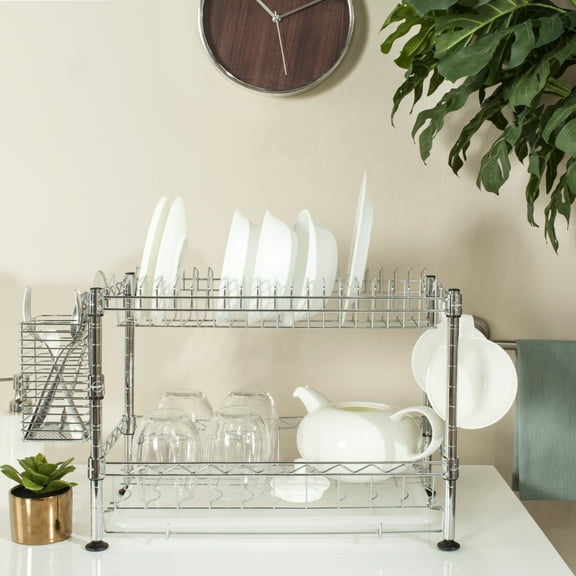SAFAVIEH Darina Adjustable Chrome Wire Dish Rack Chrome