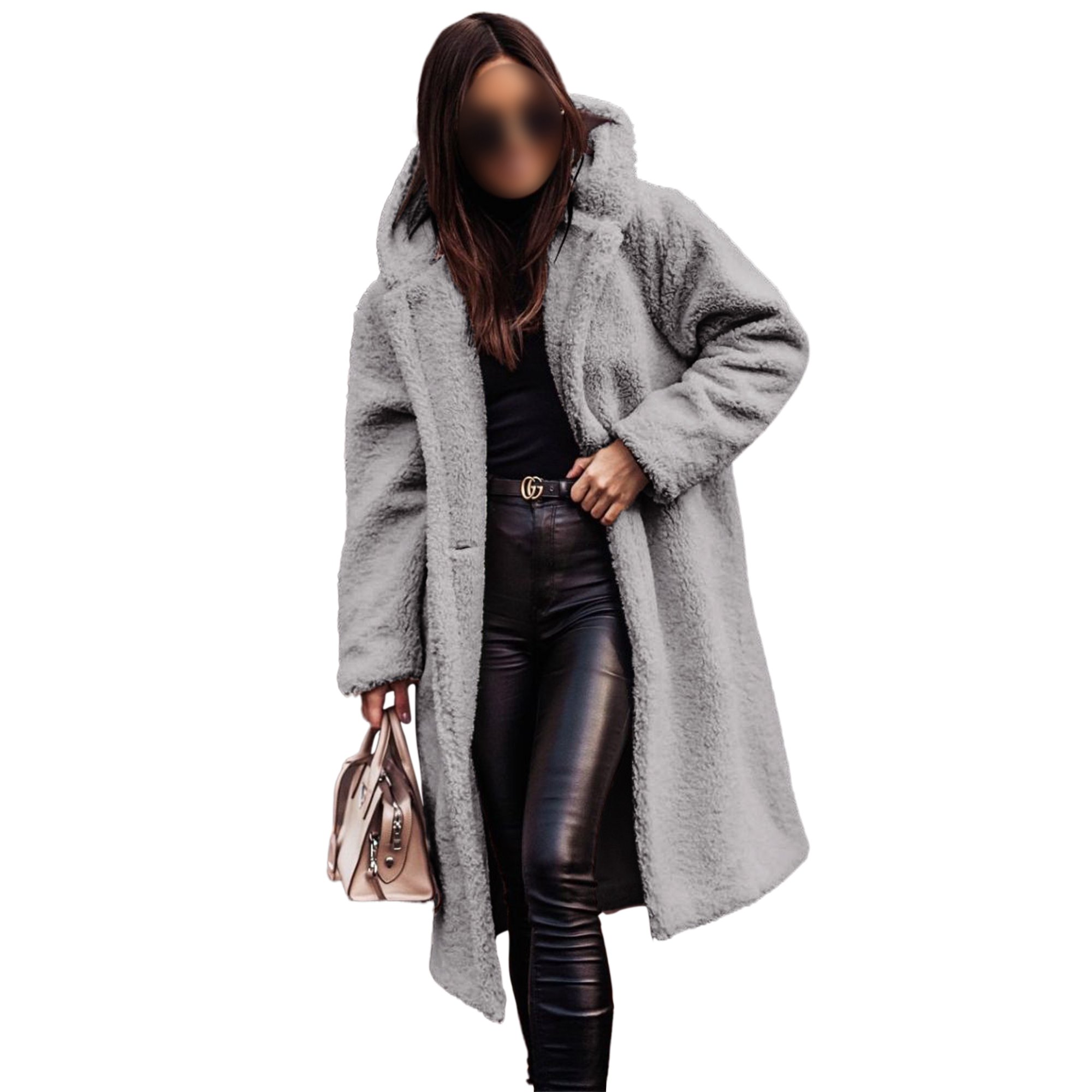 Grianlook Women Fuzzy Winter Coat Hooded Cardigans Jackets Thicken Fleece  Sherpa Coat Warm Long Cardigans Jacket Silver Gray XL - Walmart.com