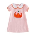 thumbnail image 3 of LYHaoo Baby Girl Halloween Dress Infant Pumpkin Embroidery Sleeve Outfit With Doll Collar,Girls Halloween Dress(2-3 Years), 3 of 7