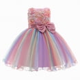 thumbnail image 2 of NIEWTR Girls Tulle Ruffled Bow Dress Summer Wedding Birthday Formal Princess Party Outfits(Pink,7-8 Years), 2 of 9