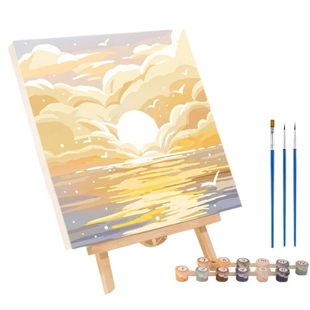VOPPV Easy Number Painting Set For Home Decors - Framed DIY Flowers Canvas D8N5-c-