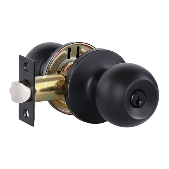 Koiauber Stainless Steel Door Knob Indoor Bedroom Bathroom Silent Privacy Door Lock Matte Black Interior Door Handle Replacement