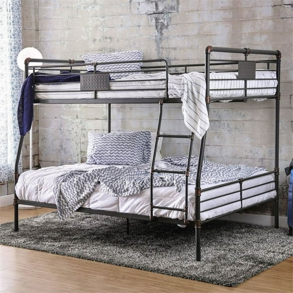 Bowery Hill Full Over Queen Bunk Bed in Antique Black