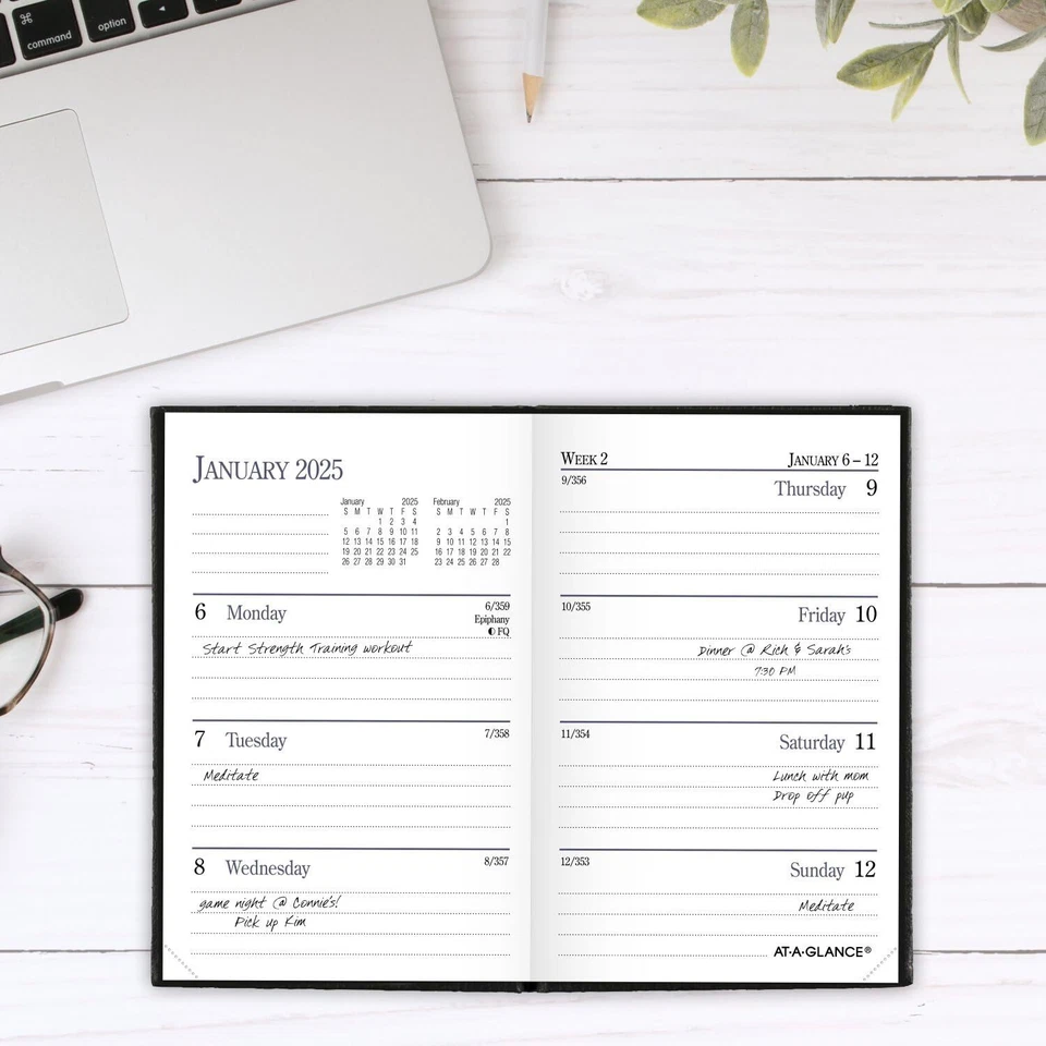 Black Pocket Planner 2025 Year Round Weekly Monthly Travel Size 12 Months