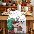 thumbnail image 2 of Cute Bear Christmas Tree Snowflakes Table Runner 13x70in Non-Slip Cotton Linen Table Runners, Xmas Cartoon Style Dresser Scarves TableRunner for Dinner Kitchen Dining Wedding Party, 2 of 9