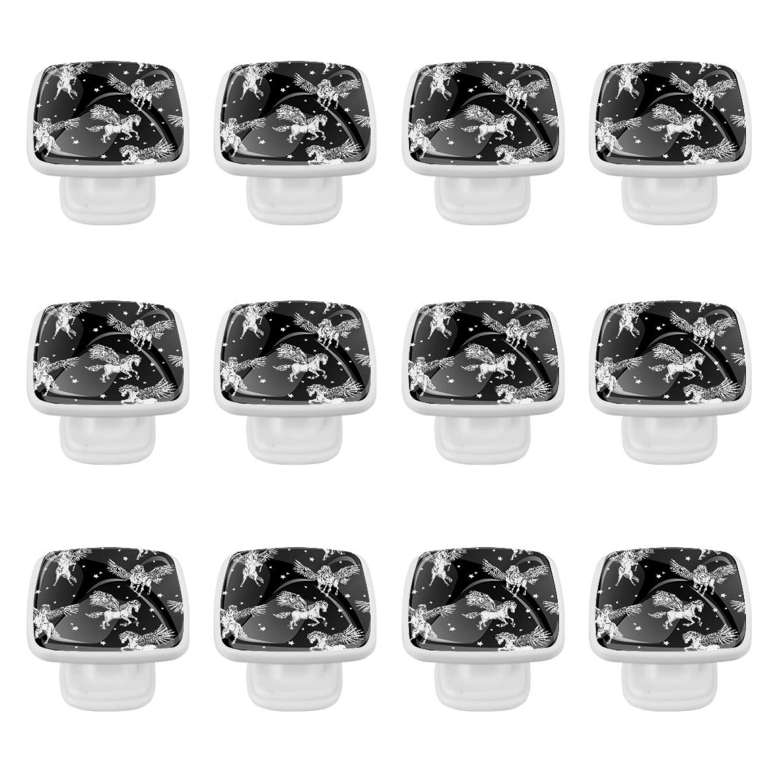 12 Pieces Drawer Pulls Handle Square Wardrobe Unicorn Knobs