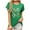 Green, variant on JSheng Summer Casual Tops for Women Loose Fashion Print Short Sleeve Round-Neck Tops for Women Comfortable Army Green L