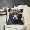 thumbnail image 2 of YINGXI  Lovely Bear Pillow Covers Cute Animals Head with Spring Flower Cotton Linen Throw Pillow Case Cushion Cover Home Sofa Decorative  22x22in, 2 of 5
