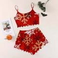 thumbnail image 2 of Christmas Pajamas Women's Christmas Snowflake Print Sleeveless Top & Shorts Pajama Set Cozy 2 Piece Wear, 2 of 4