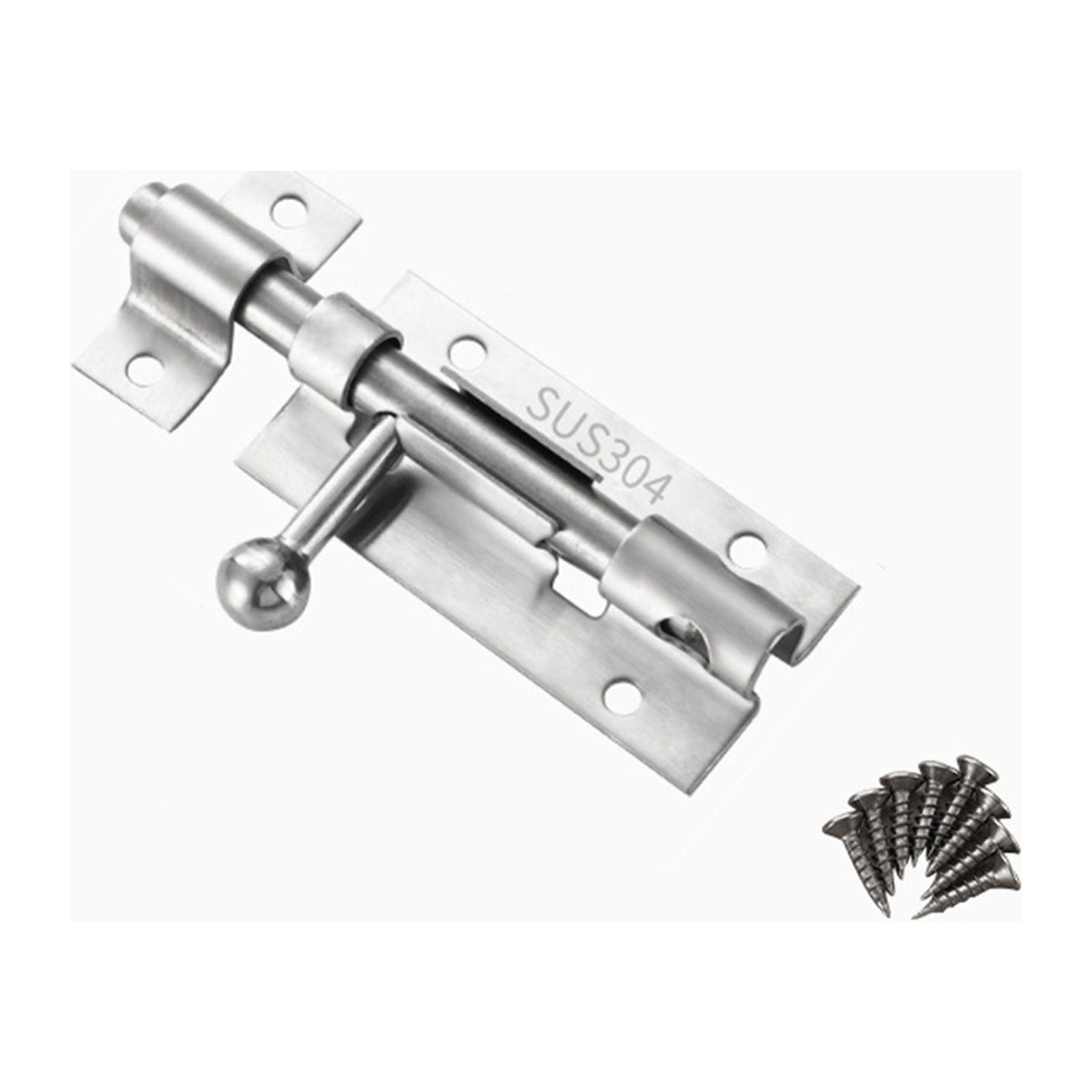 JilgTeok 4 Packs 304 Stainless Steel Barrel Door Slide Lock with Screws for Cabinets Fences Kennels Easy Installation