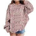 thumbnail image 2 of Jinhomg Fall Sweatshirt for Toddler Kid Retro Floral Print Long Sleeve Hoodie Boys Girls Casual Comfy Pullovers with Pocket Pink 7 Years, 2 of 3