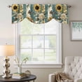 thumbnail image 6 of Sunflower Butterfly Tie Up Valances Curtain, Adjustable Kitchen Vintage Rose Blue White Stripe Retro Valances for Windows Decor, Rod Pocket Short Curtains Set for Bedroom/Bathroom, 60"x18", 6 of 9