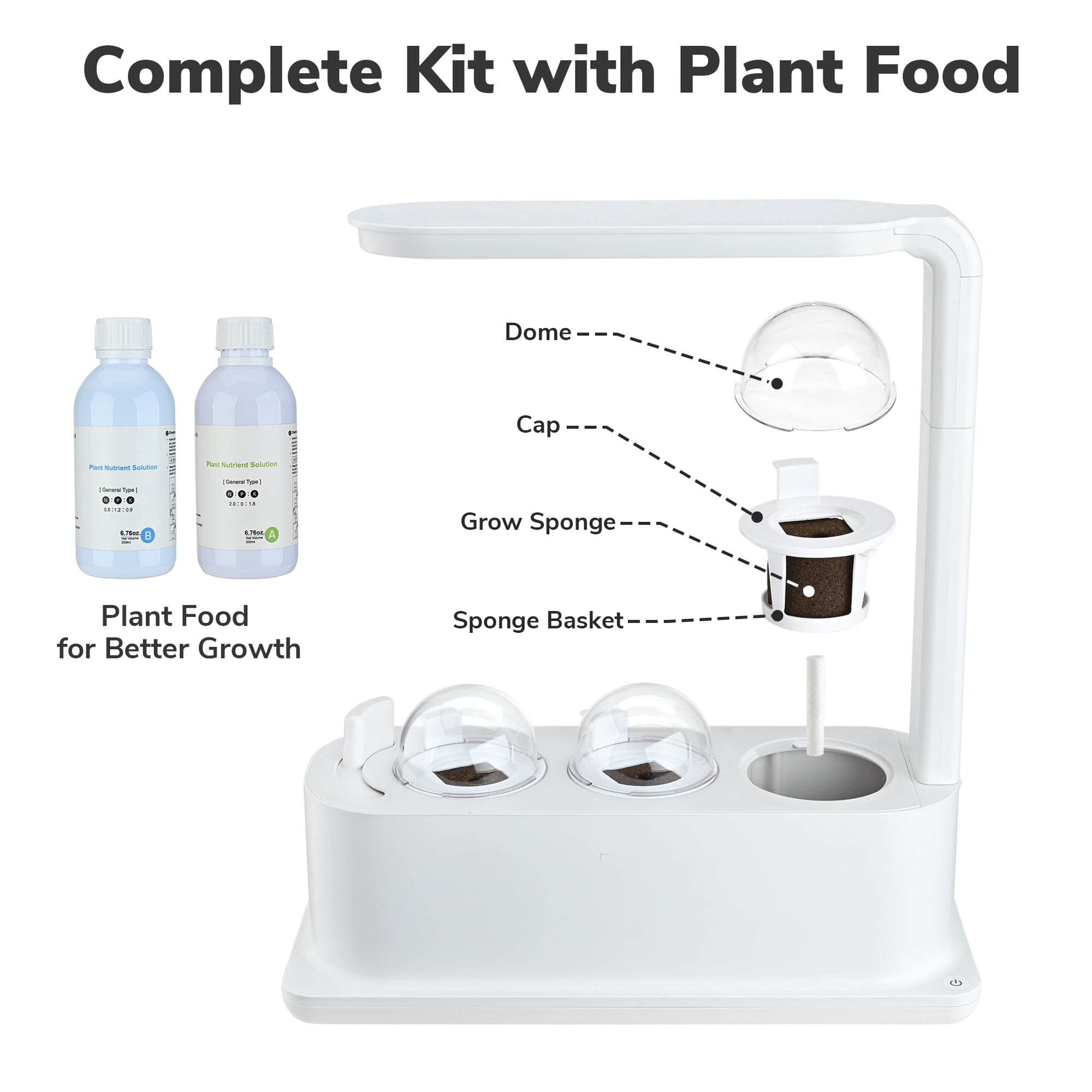 Yescom 3 Pots Hydroponic Growing System Plant Germination Kit with LED Light Indoor Herb Garden Home Kitchen