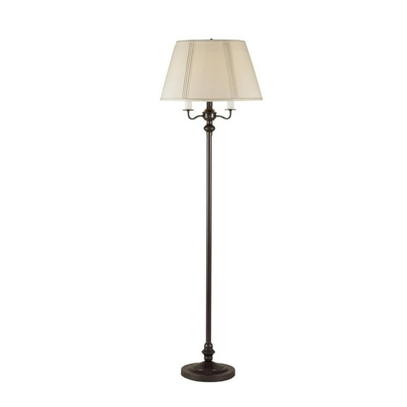 150 Watt 6 Way Metal Floor Lamp with Fabric Tapered Shade, Bronze- Saltoro Sherpi