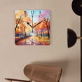 thumbnail image 4 of 14 Inch Wall Clock Battery Operated Square Clock Decorative for Office, Kitchen, Outdoor, Living Room，Art Painting Autumn Tree Style, 4 of 4