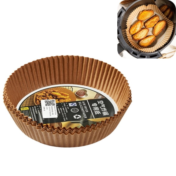 6.3 Inch Round Air Fryer Paper Liners, 50Pcs Disposable Non‑Stick Oil‑Proof Baking Paper for 2‑4 Quart Air Fryer, Easy Clean Inner Liner