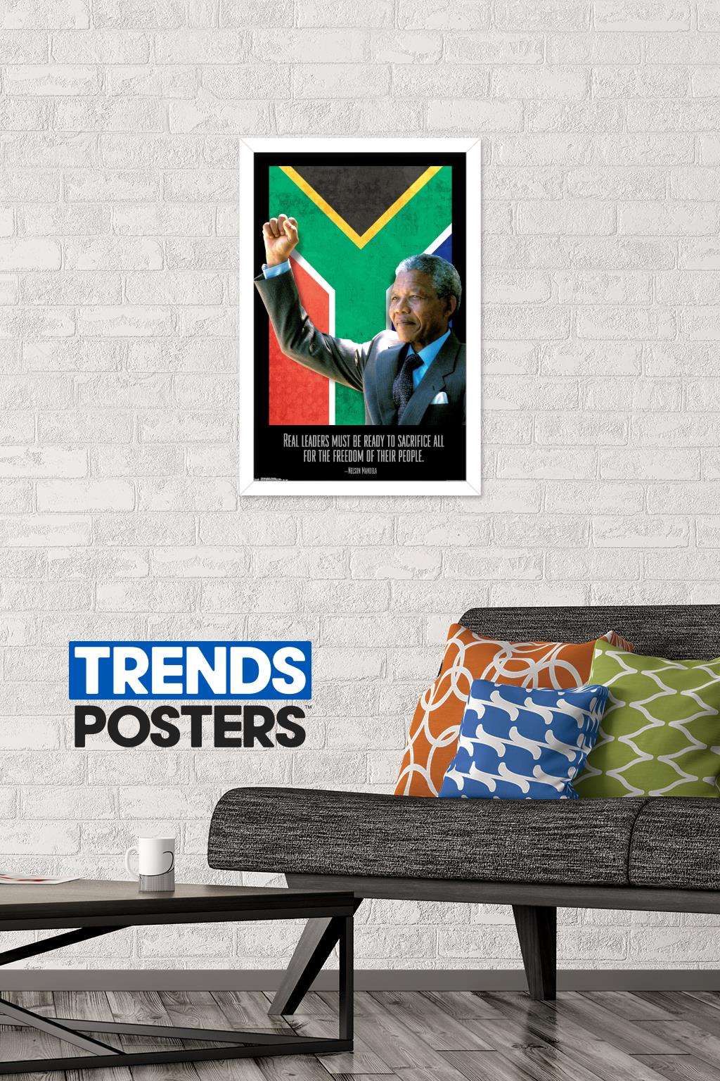 Nelson Mandela - Real Leader Wall Poster, 14.725" x 22.375", Framed
