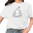 thumbnail image 2 of Pntutb Mujer Lindo Gato Estampado Manga Corta Cuello Redondo Cobertura Casual Whitet Shirt top Pntutb Pntutb-6847, 2 of 5