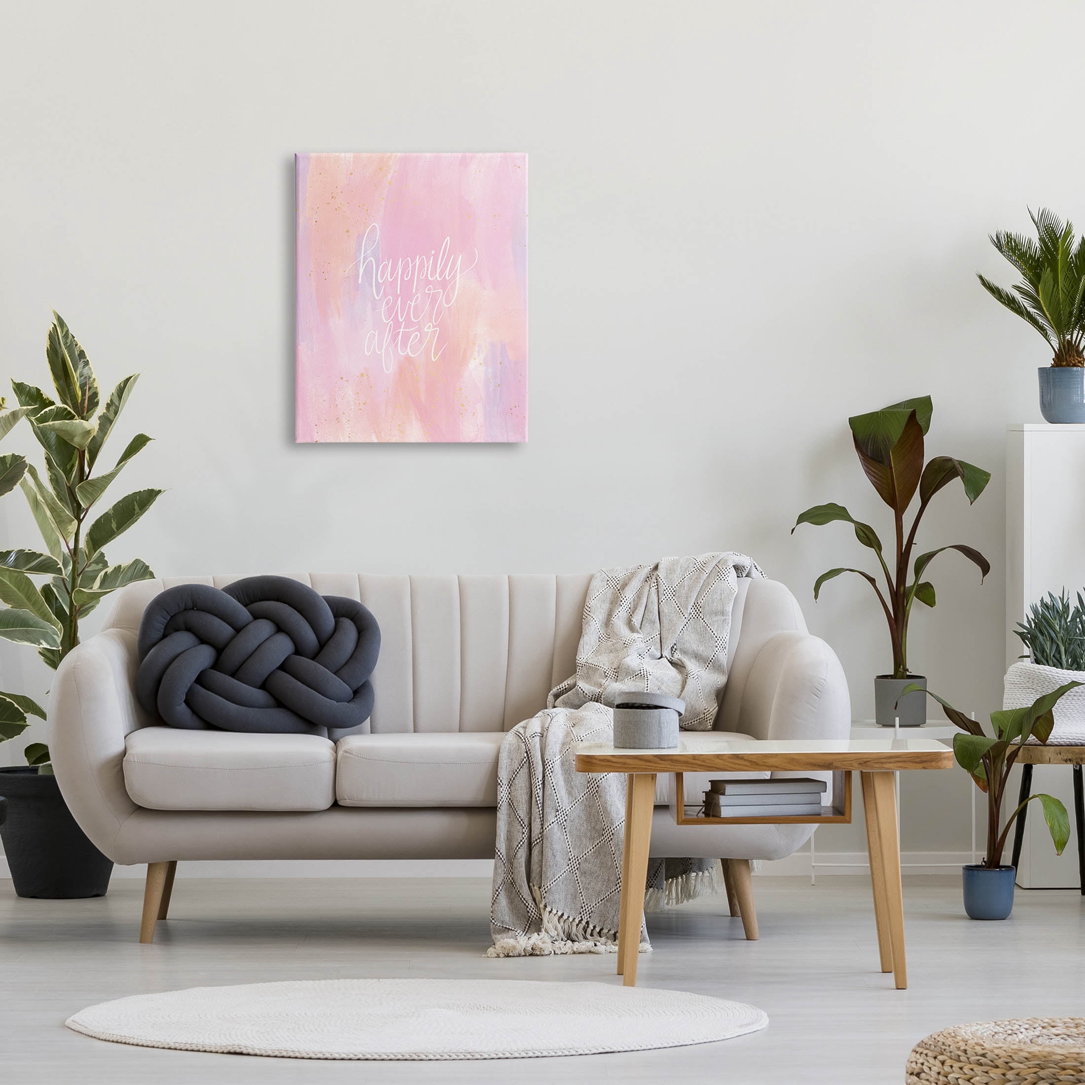 Happily Ever After Pastel Romance Inspirational Graphic Art Gallery Wrapped Canvas Print Wall Art