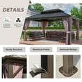 thumbnail image 4 of EAGLE PEAK 12x16 Outdoor Aluminum Frame HardtopGazebo with Galvanized & Powder Coated Steel Double Roof, Includes Netting and Curtains, for Garden, Patio, Deck and Lawn, 4 of 7