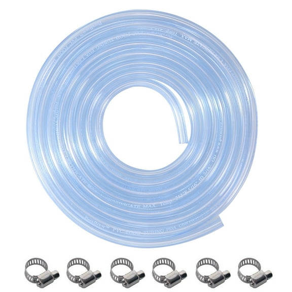 25ft Draft Beer Line 3/16" ID X 7/16" OD for Homebrewing Liquid with Screw Clamps by PERA