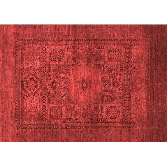 Ahgly Company Indoor Rectangle Abstract Red Modern Area Rugs, 8' x 10'