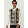 thumbnail image 3 of Unique Bargains Men's Argyle V Neck Slim Fit Sleeveless Knit Pullover Sweater Vests L Beige, 3 of 6