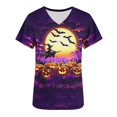 thumbnail image 6 of HOMBOM V Neck Vintage T Shirts for Women Short Sleeve Comfy Fashion Basic Ladies Festive Tees Baggy Shirts,S, 6 of 7