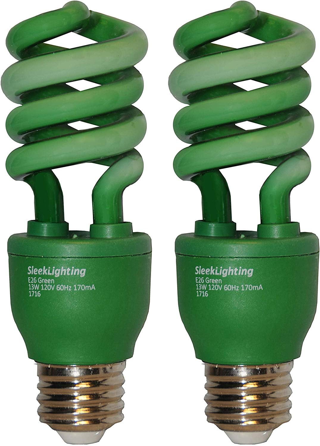 SleekLighting 13 Watt Green Spiral CFL Light Bulb 120Volt, E26 Medium