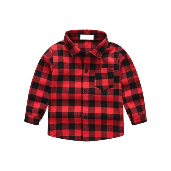 CCRFTGI Plaid Shirt for Boys Girls Essentials Long Sleeve Clothes Casual Size 10-12 Button Down Fall Fashion Shirts Wine 7-8 Years