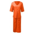 thumbnail image 4 of GZWYHT Two Piece Sets for Women Lounge Sets for Women Linen Pants Women Summer Two Piece Outfits Casual Shirts And Wide Leg Pants Sets Two Piece Sets for Women Summer Sets for Women Orange 4XL, 4 of 4