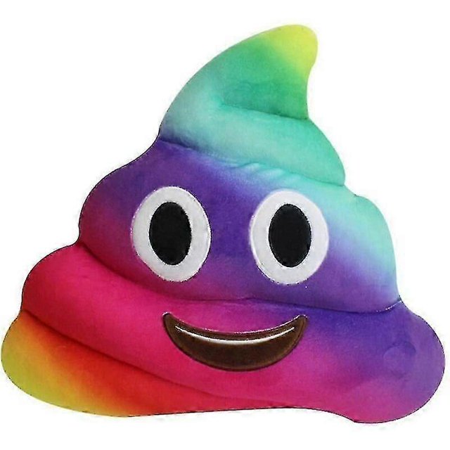 Smiley Poop Rainbow Pillow - Soft Round Plush Yellow Pink Pillow - Smile Face Eyes Emoticon Decoration Toy (Smile poo rainbow) 2025