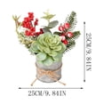 thumbnail image 3 of Euahivb Christmas Artificial Greenery Decor Farmhouse Floral Arrangement with Pine Berries and Succulent in Rustic Tin Pot for Holiday Tabletop Shelf Centerpiece, 3 of 7