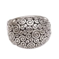 thumbnail image 4 of NOVICA Artisan Handmade .925 Sterling Silver Dome Ring Artisan Jewelry Domed 'Cloud Bubble', 4 of 9