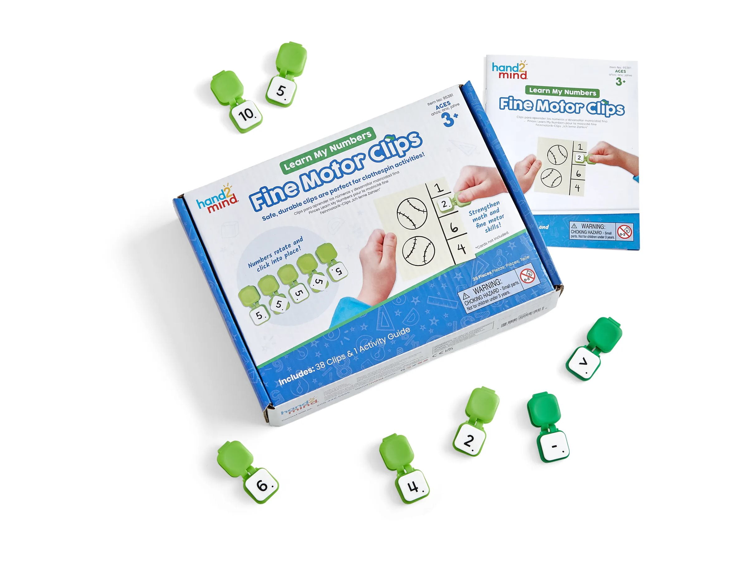 hand2mind Learn My Numbers Fine Motor Clips, Kids Clothespin Activities, Fine Motor Toys
