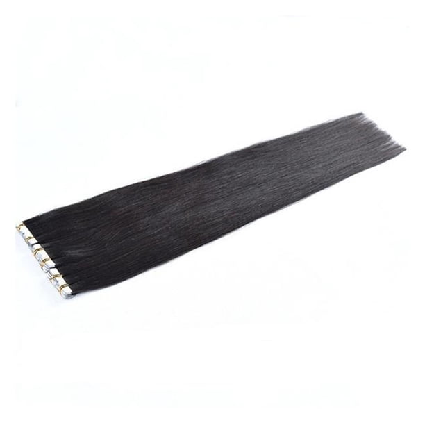 EeaseMX Cinta de 75cm en extensiones de cabello humano virgen Cabello humano para mujeres Belleza (cabello negro)
