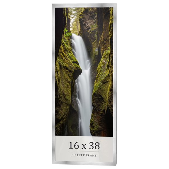 16x38 Frame Silver Real Wood Picture Frame Width 0.75 inches | Interior Frame Depth 0.5 inches |
