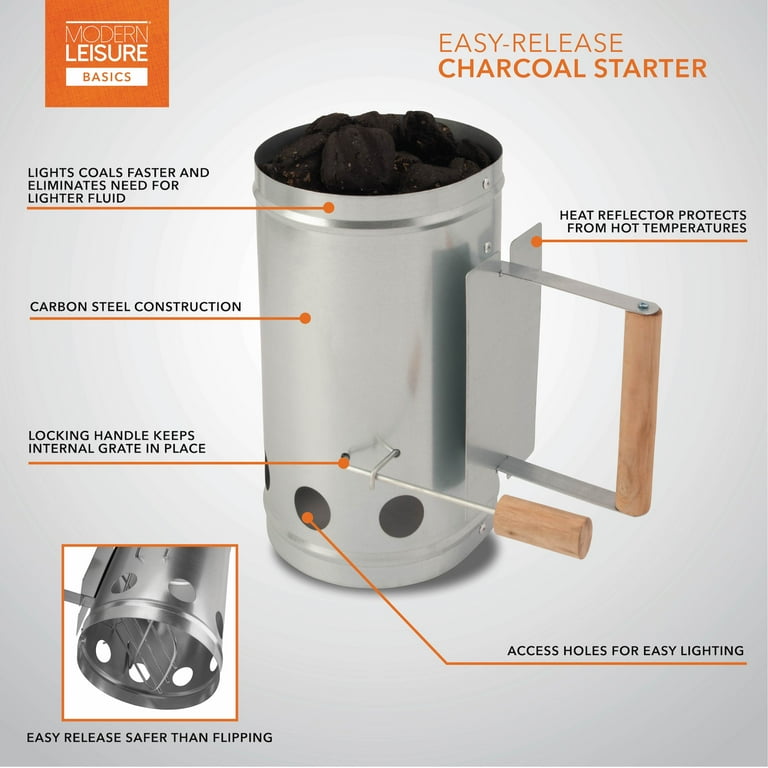 Modern Leisure® Basics Easy-Release Charcoal Starter, Steel