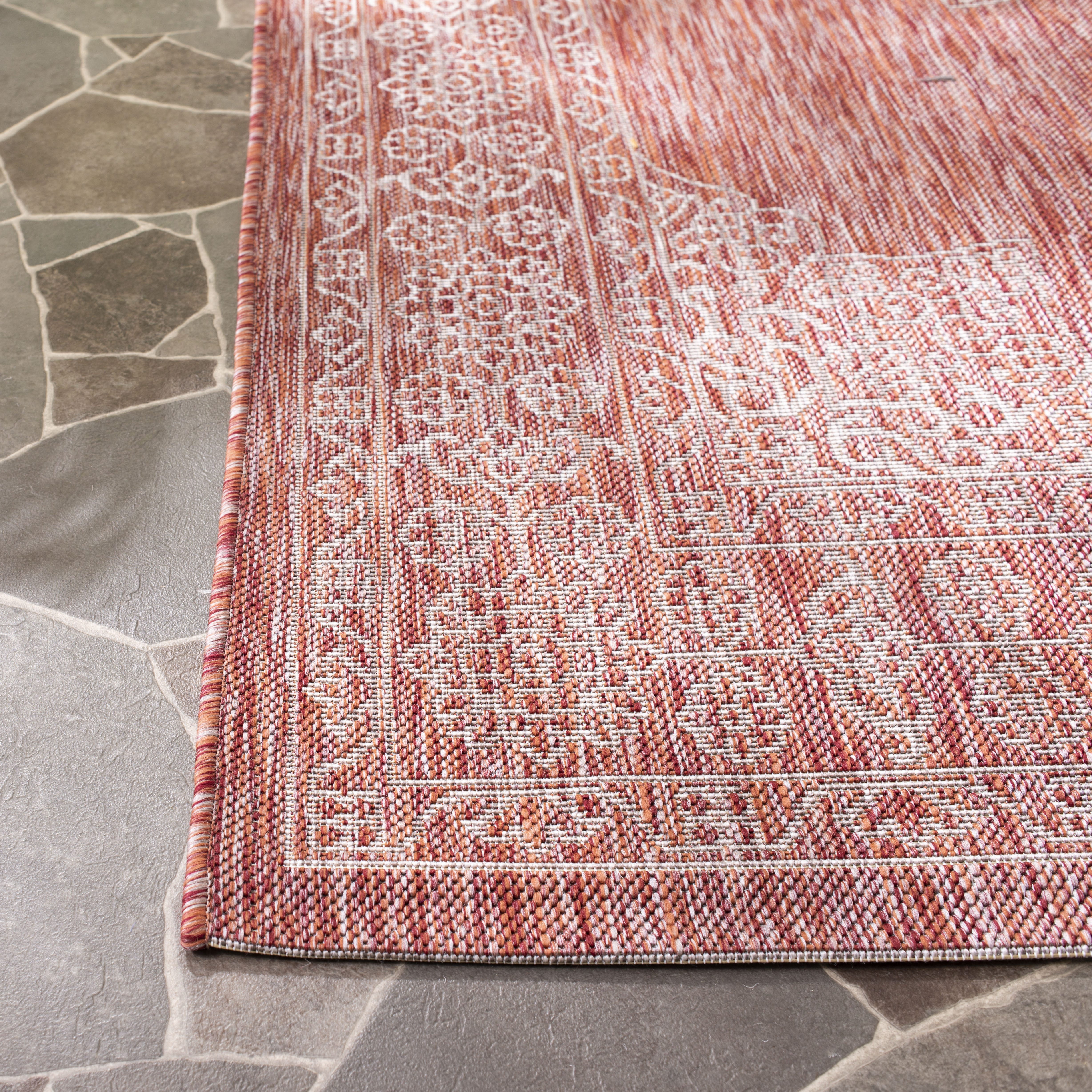 Safavieh Courtyard Delbet Medallion Indoor/Outdoor Area Rug, Rust/Ivory, 8' x 11'