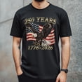 thumbnail image 2 of GHUALURU Men's Patriotic Eagle 250 Years T-Shirt, 1776-2026 USA Flag Graphic Cotton Tee, America Anniversary Shirt,Black,L, 2 of 7