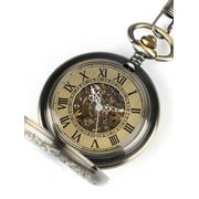 TSV Men's Mechanical Retro Pocket Watch, Classic Mechanical Movement Pocket Watch with Chain