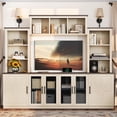thumbnail image 4 of Wall Unit Entertainment Center with Charging Station and USB Charging for TVs,TV Stand with Large Storage Cabinet,Modern TV Stand Media Console with Cabinets,Beige, 4 of 22
