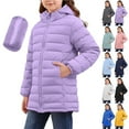 thumbnail image 1 of MKOSPLRT Girls Puffer Jacket Packable Quilted Coats Full Zip Lightweight Jackets Solid Hooded Warm Outwear Down Jacket with Pocket, 1 of 9