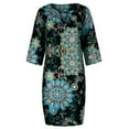 thumbnail image 3 of Femmes Demi-Manche V Cou Casual Chaud Vacances Imprimé Courte Mini Robe de Travail, 3 of 6