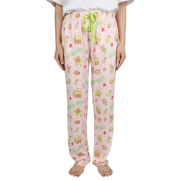 Sanrio Keroppi Women's Pajama Pants Allover Print Adult Lounge Sleep Bottoms,  Pink, Large 