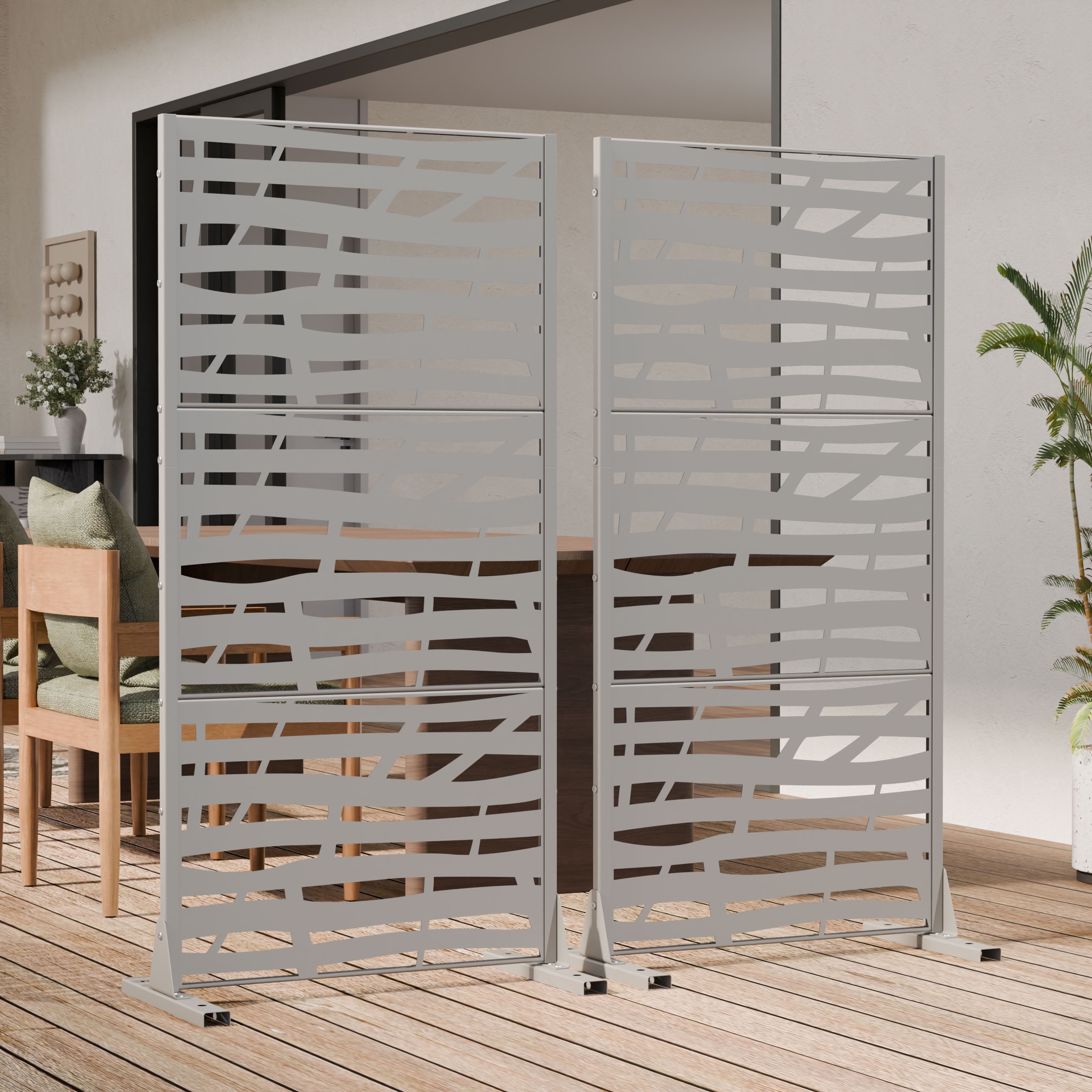 MAYEERTY 72*47in Outdoor Privacy Screen, Durable Metal Privacy Panel, Privacy Divider for Patio, Balcony, Backyard, Garden